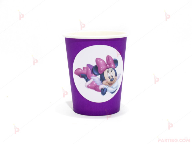 Чашки едноцветни в лилаво с декор Мини Маус / Minnie Mousee 2 | PARTIBG.COM