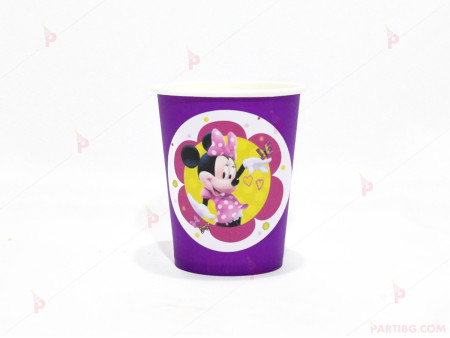 Чашки едноцветни в лилаво с декор Мини Маус / Minnie Mousee 