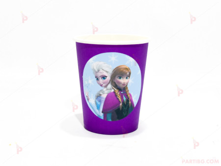Чашки едноцветни в лилаво с декор Елза и Ана / Леденото Кралство (Frozen)