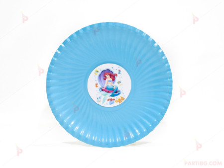 Чинийки едноцветни в синьо с декор Ариел / The Little Mermaid 2