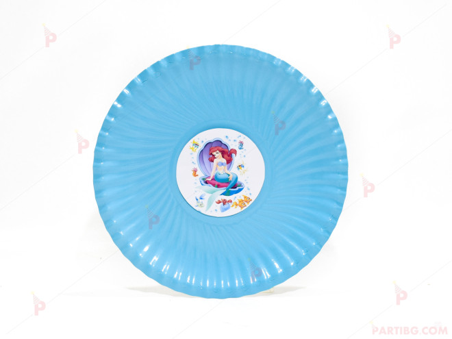 Чинийки едноцветни в синьо с декор Ариел / The Little Mermaid 2 | PARTIBG.COM