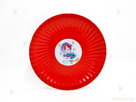 Чинийки едноцветни в червено с декор Ариел / The Little Mermaid 2