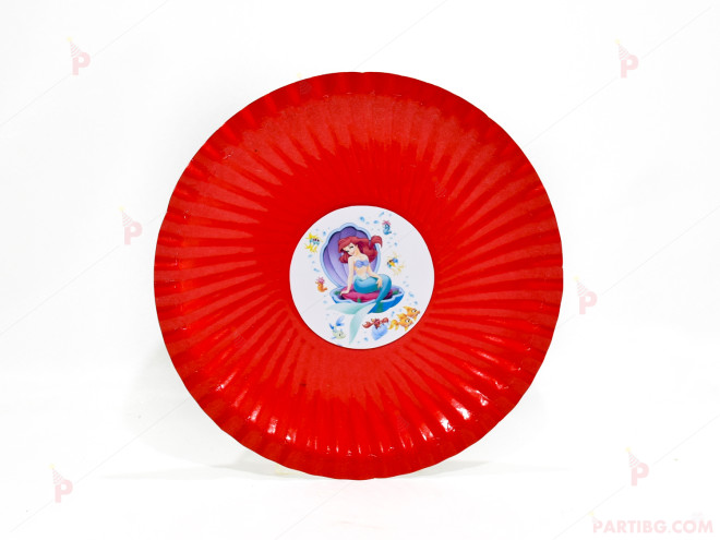 Чинийки едноцветни в червено с декор Ариел / The Little Mermaid 2 | PARTIBG.COM