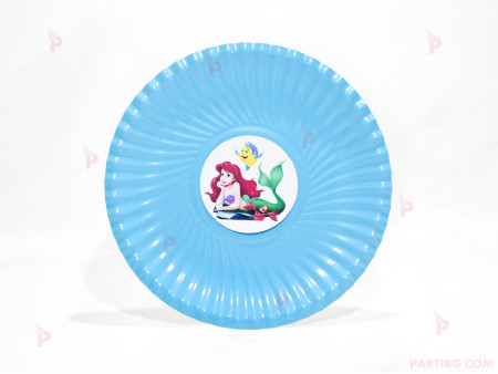 Чинийки едноцветни в синьо с декор Ариел / The Little Mermaid
