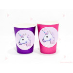 Чашки едноцветни в лилаво с декор Еднорог / Unicorn 2 | PARTIBG.COM