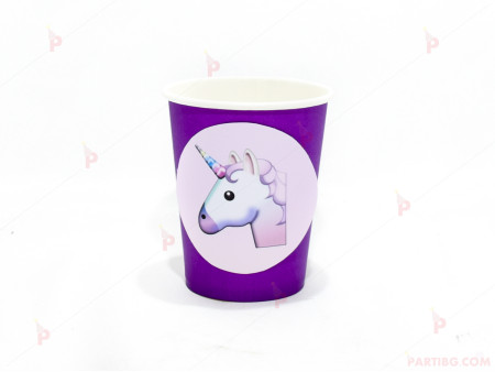 Чашки едноцветни в лилаво с декор Еднорог / Unicorn 2