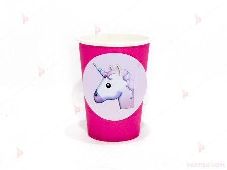 Чашки едноцветни в розово с декор Еднорог / Unicorn 2