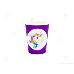 Чашки едноцветни в лилаво с декор Еднорог / Unicorn | PARTIBG.COM