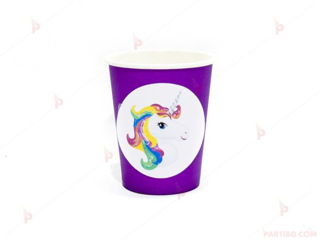 Чашки едноцветни в лилаво с декор Еднорог / Unicorn | PARTIBG.COM
