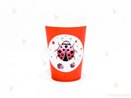 Чашки едноцветни в червено с декор Калинки