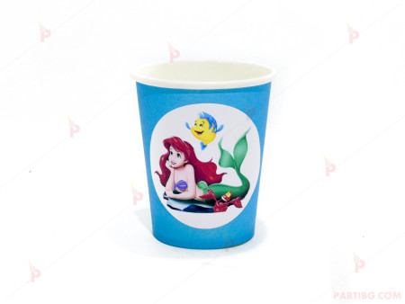 Чашки едноцветни в синьо с декор Ариел / The Little Mermaid