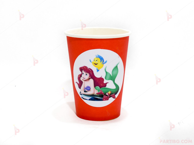 Чашки едноцветни в червено с декор Ариел / The Little Mermaid | PARTIBG.COM