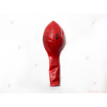 Балони 5бр. в червен цвят с печат калинки | PARTIBG.COM