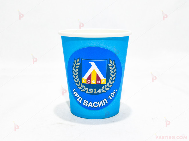 Чашки едноцветни в синьо с декор Левски | PARTIBG.COM