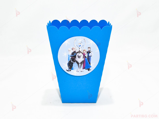 Кофичка за пуканки/чипс с декор Леденото кралство в синьо | PARTIBG.COM