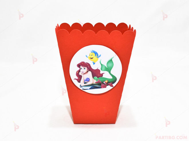 Кофичка за пуканки/чипс с декор Ариел в червено | PARTIBG.COM