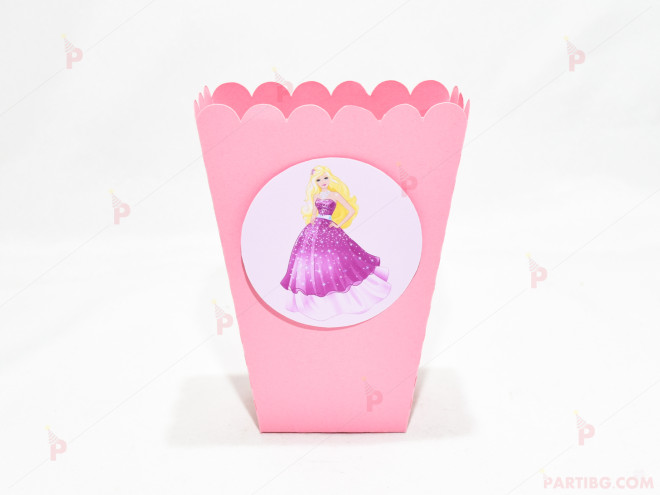Кофичка за пуканки/чипс с декор Барби в розово | PARTIBG.COM