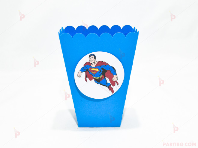 Кофичка за пуканки/чипс с декор Супермен в синьо | PARTIBG.COM