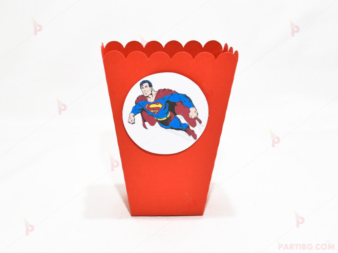 Кофичка за пуканки/чипс с декор Супермен в червено | PARTIBG.COM