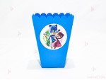 Кофичка за пуканки/чипс с декор Пи Джей Маск/PJ MASKS в синьо | PARTIBG.COM