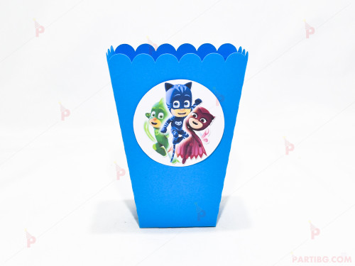 Кофичка за пуканки/чипс с декор Пи Джей Маск/PJ MASKS в синьо | PARTIBG.COM