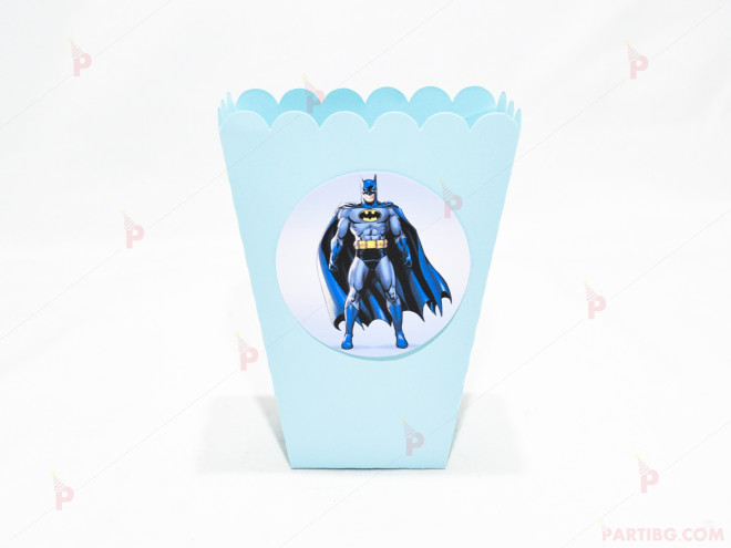 Кофичка за пуканки/чипс с декор Батман в светло синьо | PARTIBG.COM