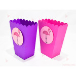 Кофичка за пуканки/чипс с декор Фламинго в лилаво | PARTIBG.COM