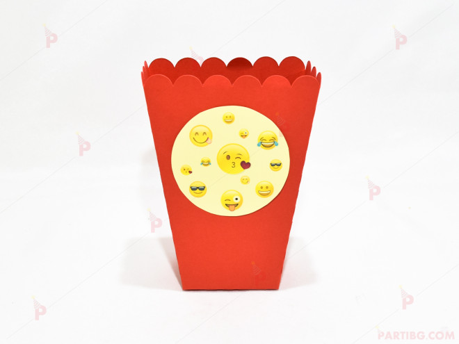 Кофичка за пуканки/чипс с декор Усмивки в червено | PARTIBG.COM