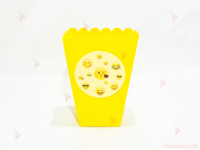 Кофичка за пуканки/чипс с декор Усмивки в жълто | PARTIBG.COM