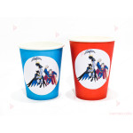 Чашки едноцветни в червено с декор Батман и Супермен | PARTIBG.COM
