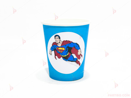 Чашки едноцветни в синьо с декор Супермен