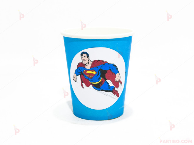 Чашки едноцветни в синьо с декор Супермен | PARTIBG.COM