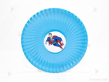 Чинийки едноцветни в синьо с декор Супермен