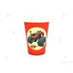 Чашки едноцветни в червено с декор Пламъчко и машините/Blaze | PARTIBG.COM
