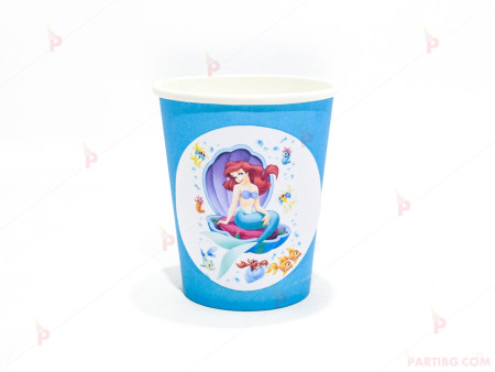 Чашки едноцветни в синьо с декор Ариел / The Little Mermaid 2