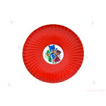 Чинийки едноцветни в червено с декор Пи джей маск/ PJ MASKS | PARTIBG.COM