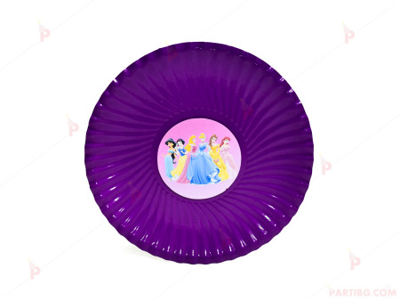 Чинийки едноцветни в лилаво с декор Принцеси / Princess