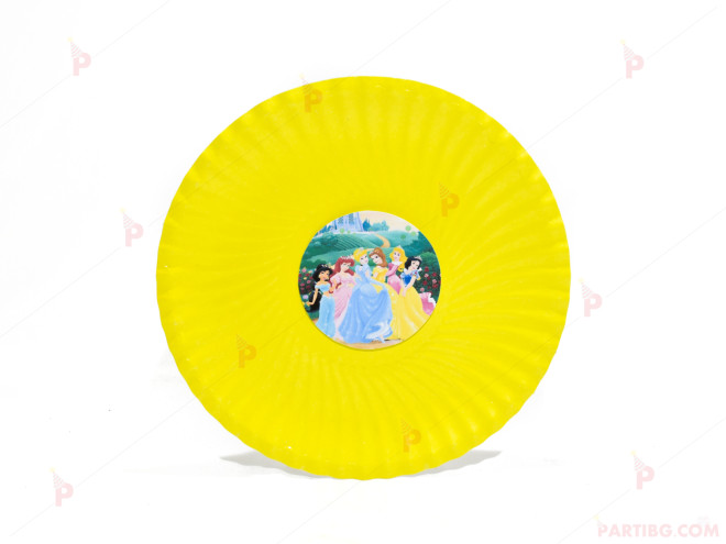 Чинийки едноцветни в жълто с декор Принцеси / Princess | PARTIBG.COM