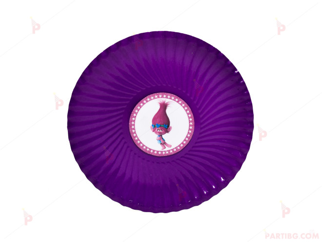 Чинийки едноцветни в лилаво с декор Тролчето-Попи | PARTIBG.COM