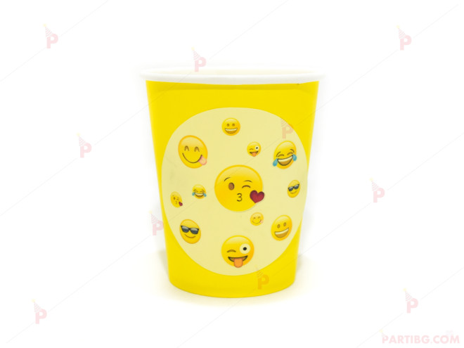 Чашки едноцветни в жълто с декор Усмивки / Emoji | PARTIBG.COM