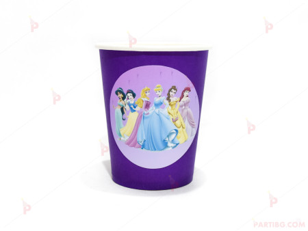 Чашки едноцветни в лилаво с декор Принцеси/ Princess