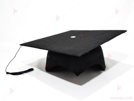 Шапка за дипломиране-черна от текстил