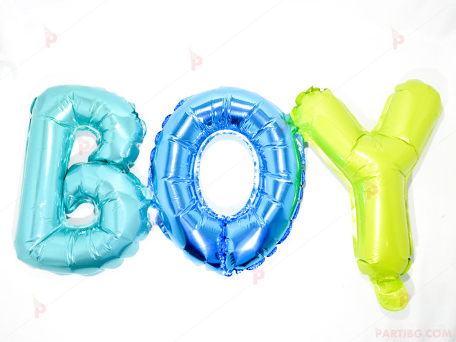 Фолиев балон надпис "BOY" в синьо | PARTIBG.COM