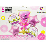 Фолиеви балони комплект от 5 бр.- Happy Birthday | PARTIBG.COM