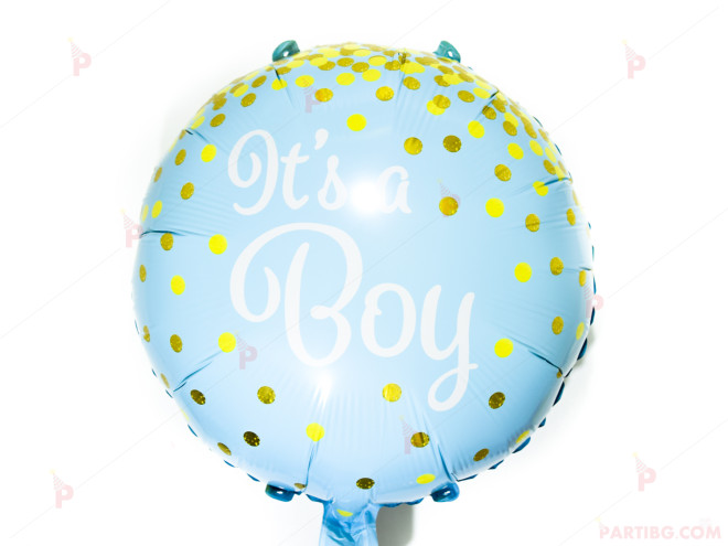 Фолиев балон кръгъл с надпис "IT'S A BOY" | PARTIBG.COM
