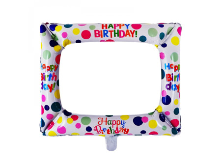 Фолиев балон селфи фоторамка "Happy Birthday"