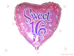 Фолиев балон сърце с надпис Sweet 16