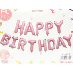 Фолиеви балони розово злато - надпис "Happy birthday" | PARTIBG.COM