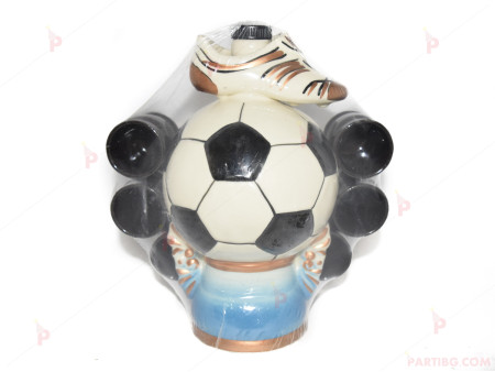 Керамичен комплект - бутилка футболна топка и 6 чаши