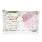 Чаши за чай 2бр в кутия - бели с фламинго | PARTIBG.COM